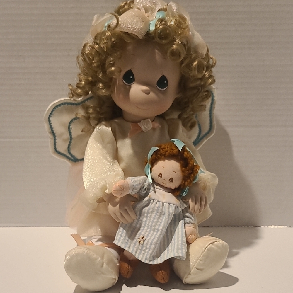 Precious Moments Porcelain Angel Doll with Miniature Companion